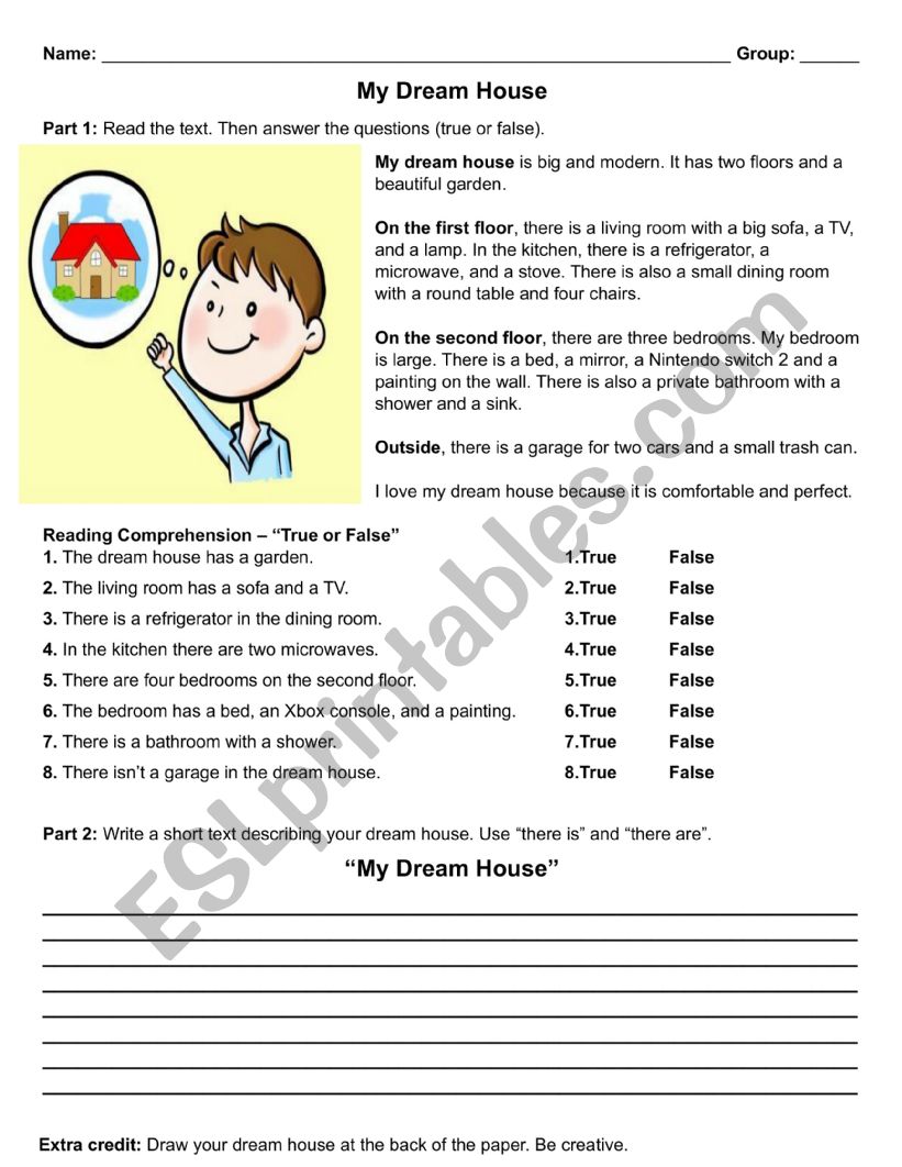 My dream house worksheet