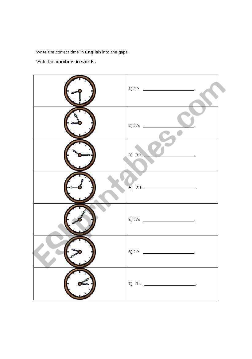The time  worksheet