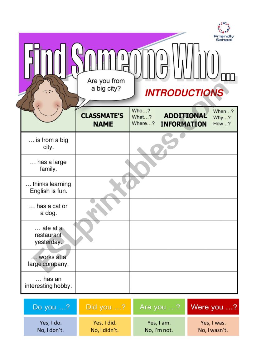 Find someone who worksheet