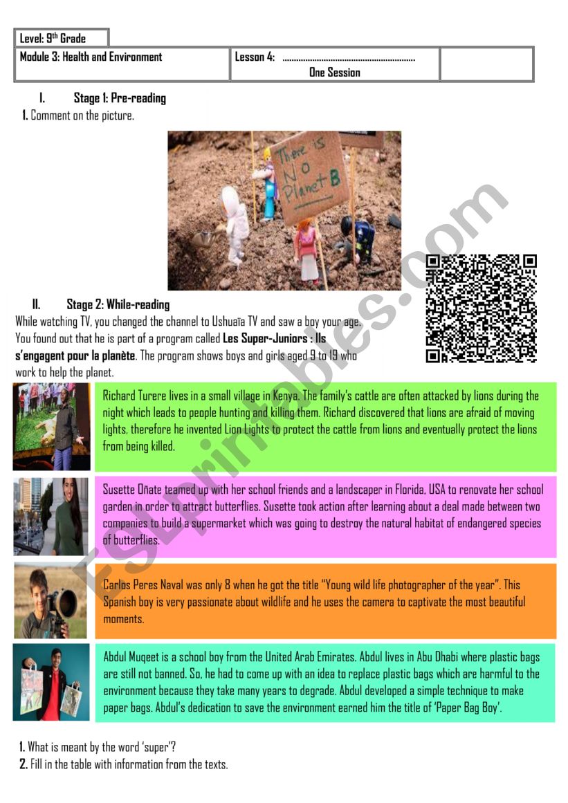 9th grade save the earth - ESL worksheet by Gazyoks
