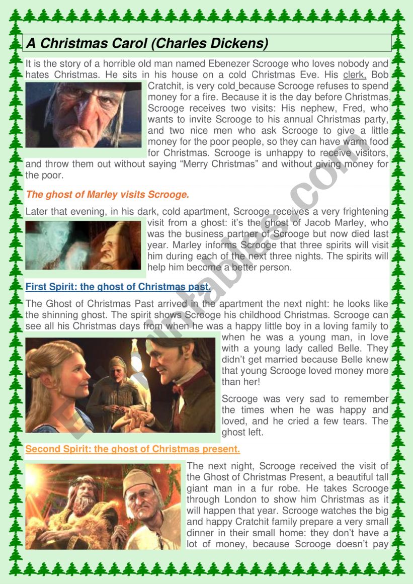 Christmas carol worksheet