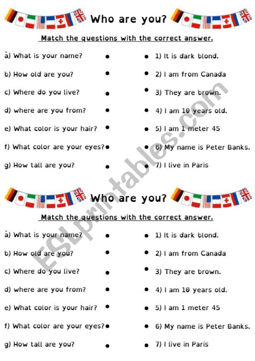 who are you? Matching activity