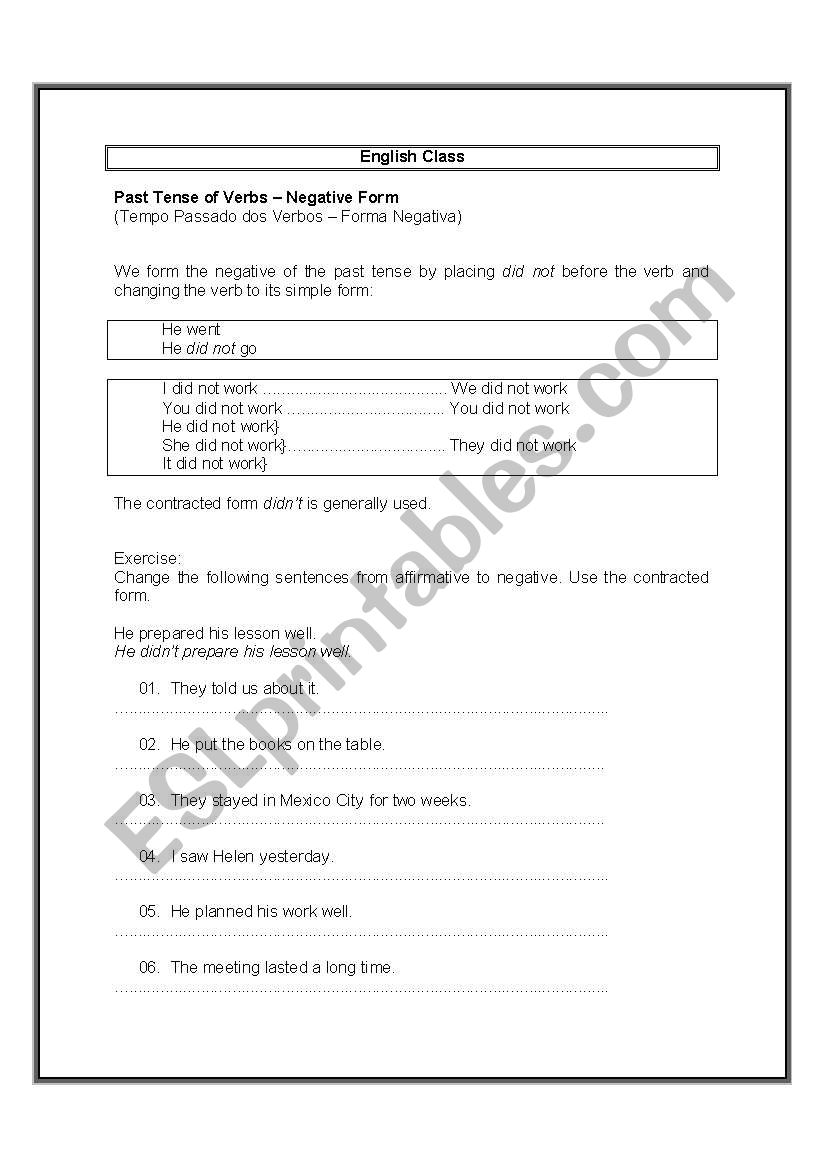 Past Tense of Verbs  Interrogative Forms