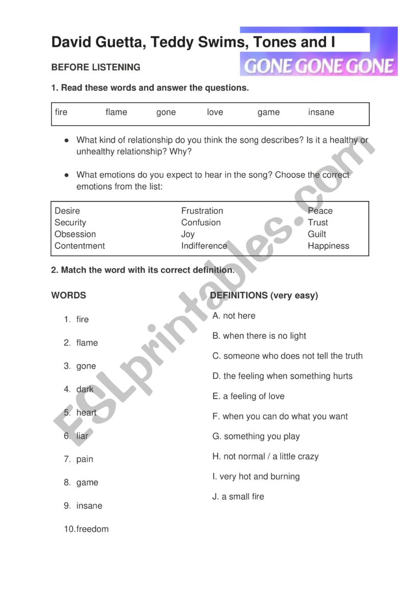 gone by David Guetta, Teddy Swims, Tones and I