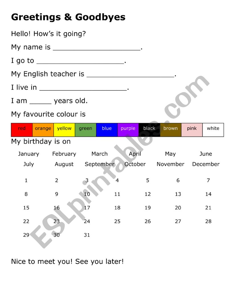 Greetings & Goodbyes (Level 1 Unit 1)