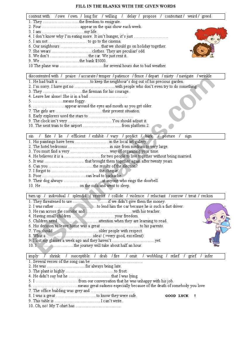 advanced-vocabulary (quiz or worksheet)