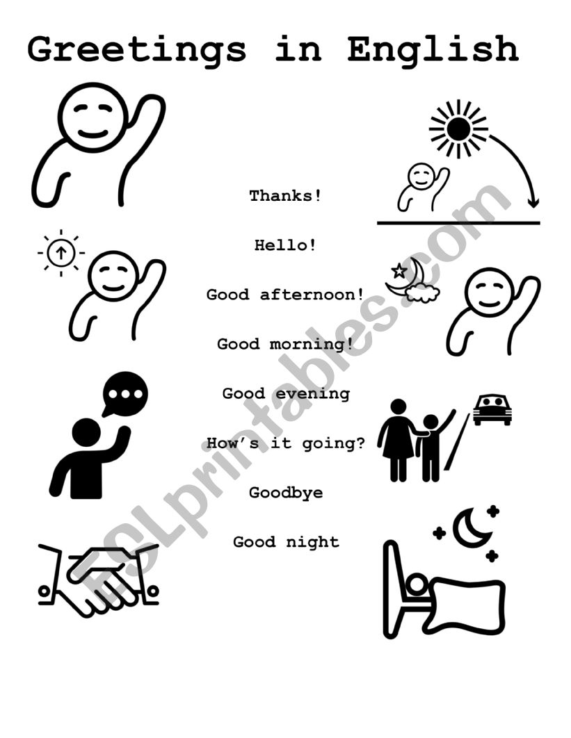 Greetings in English (g1-p13) worksheet