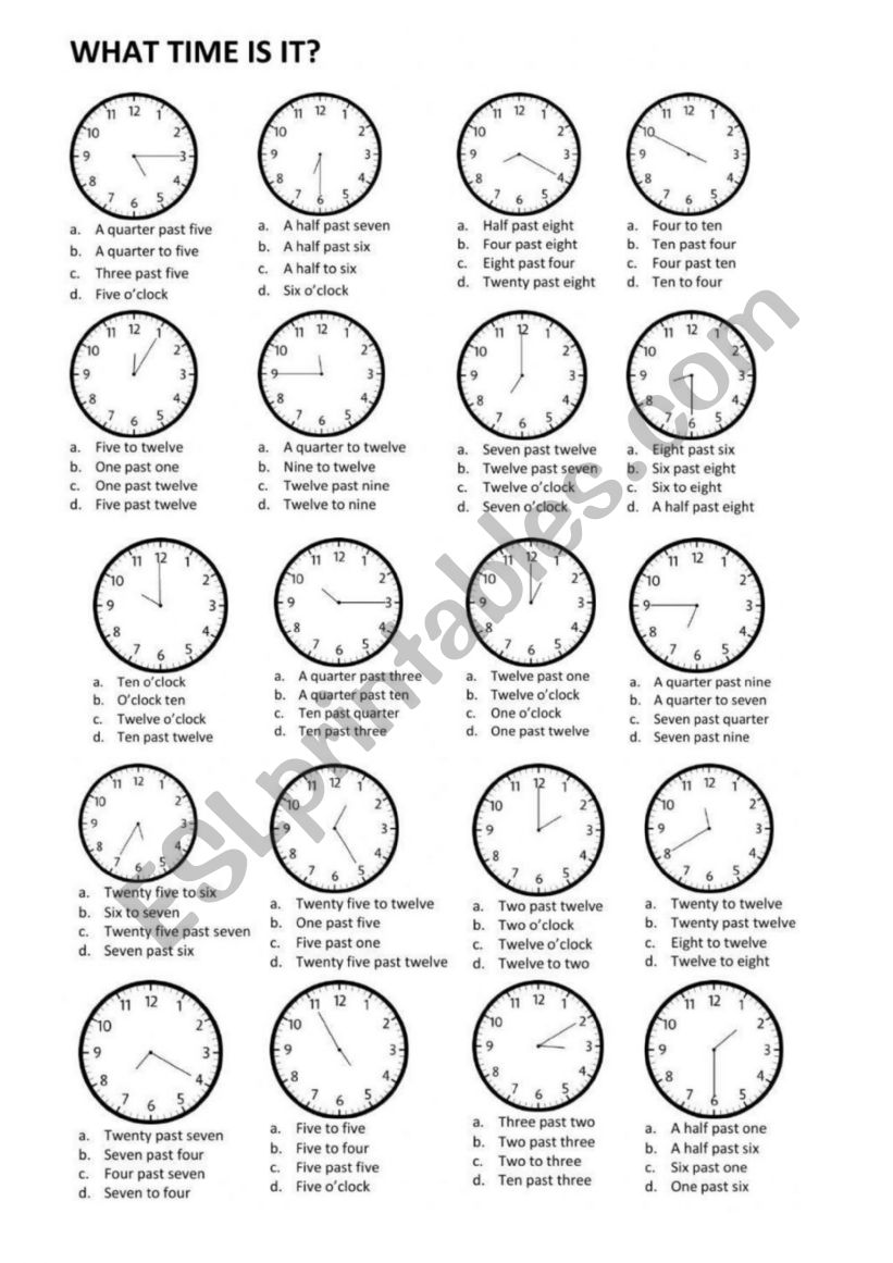 telling time worksheet