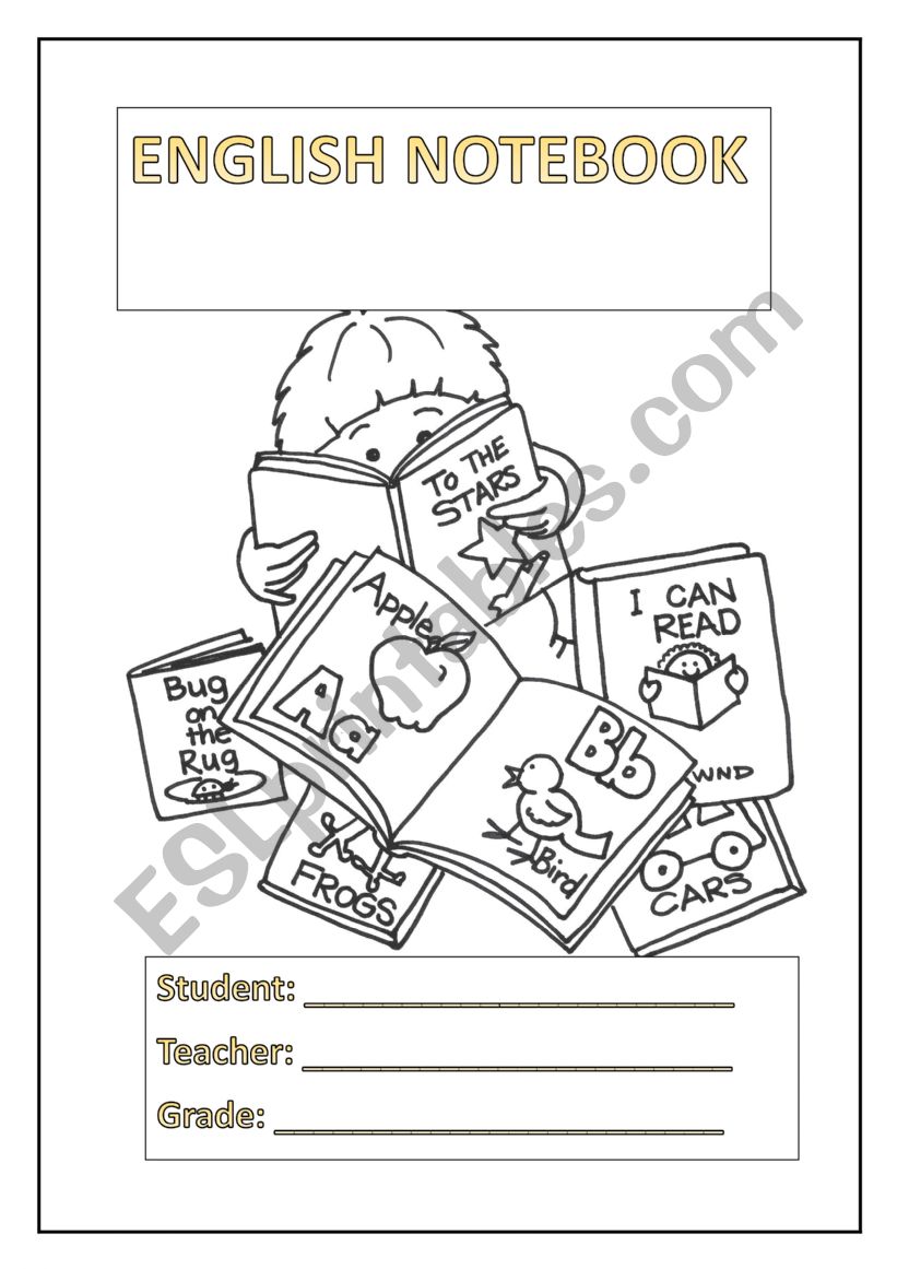 English notebook cover worksheet