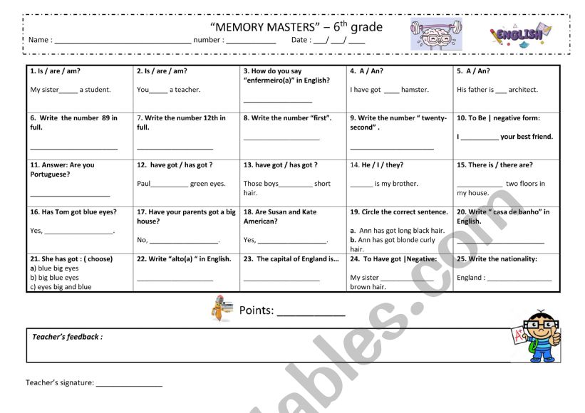 Memory masters - grammar and vocabulary
