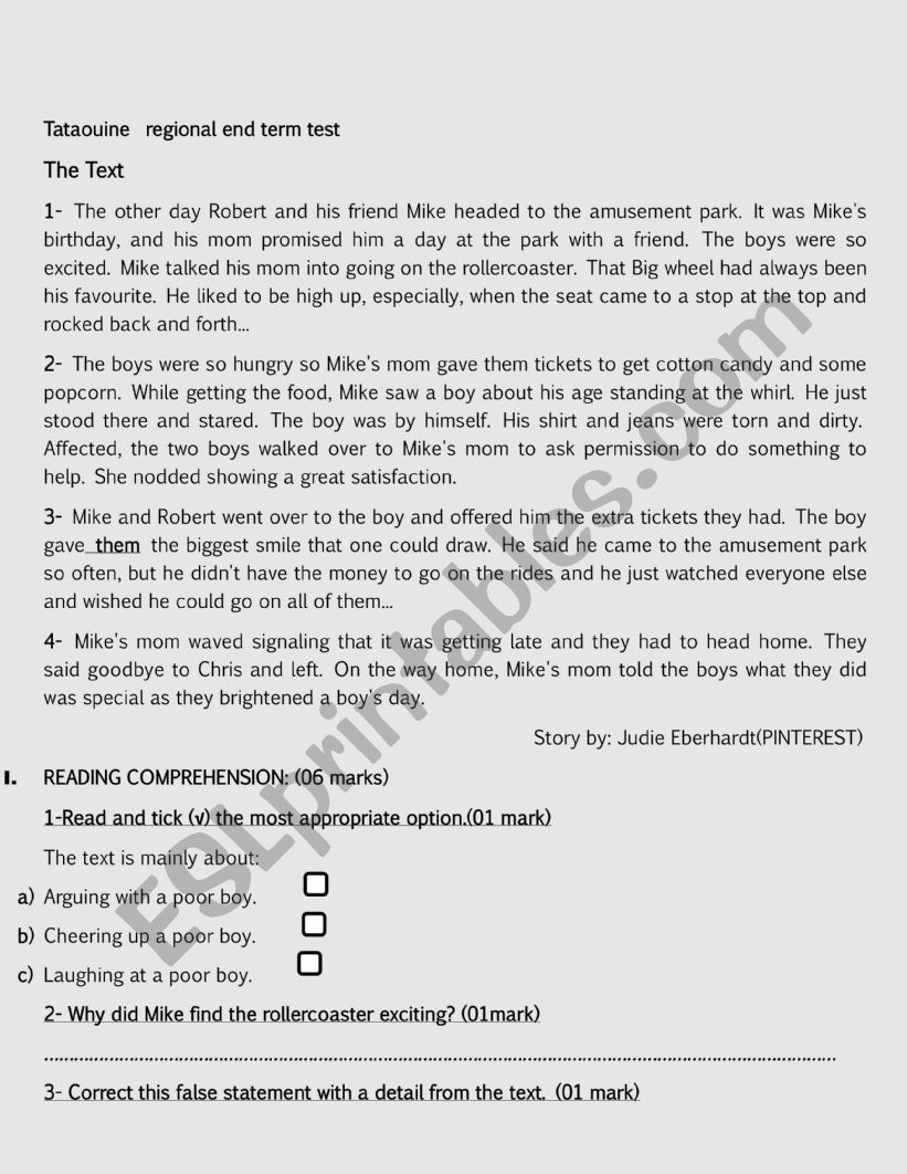 End Term test 3  9th grade worksheet