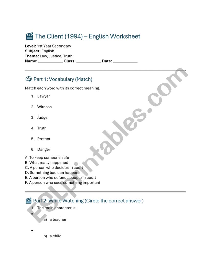 The Client worksheet