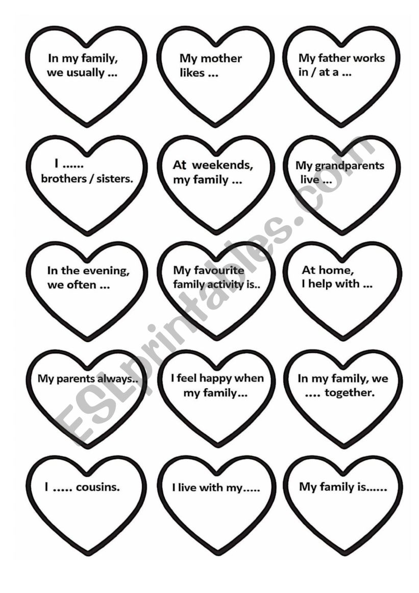 My family - speaking cards worksheet