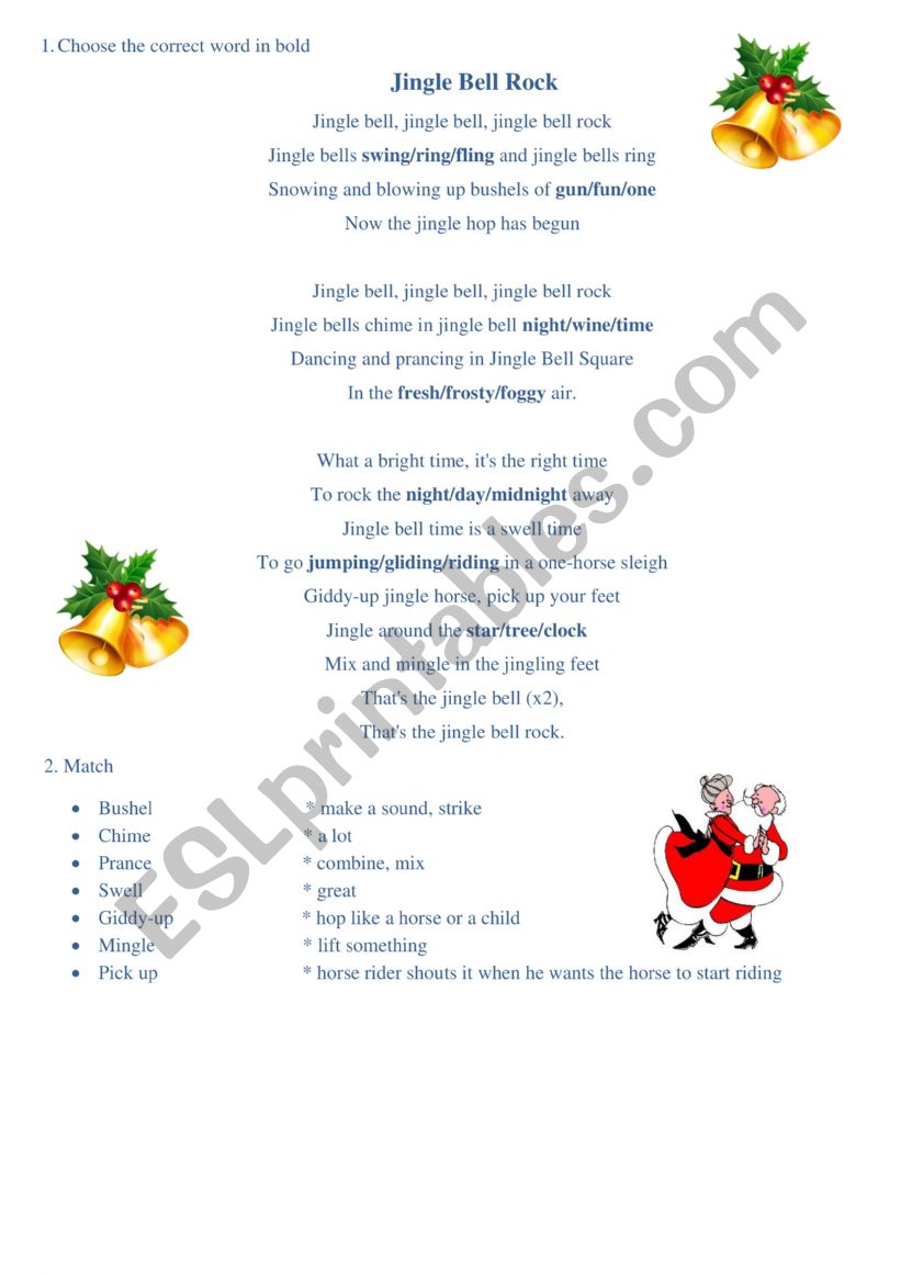 jingle bell listening worksheet