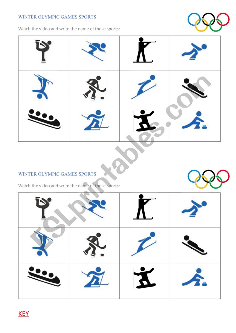 Winter Olympics Sports  worksheet