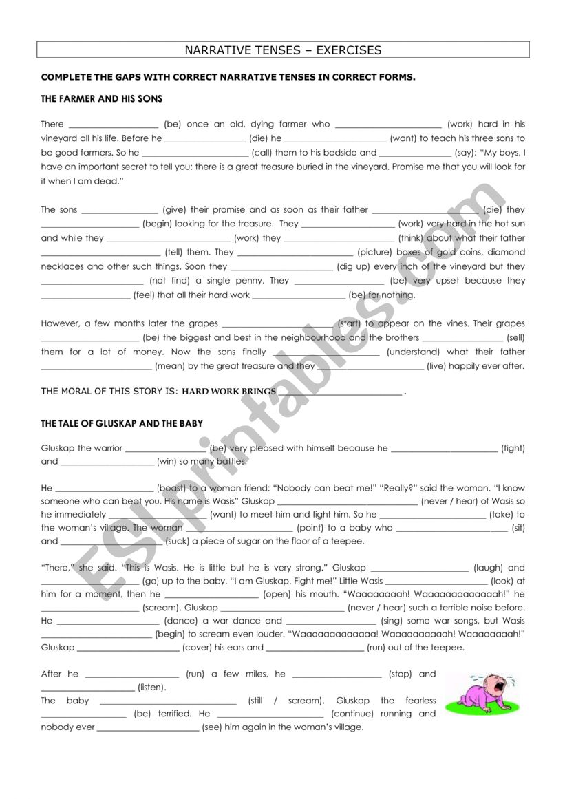Narrative tenses worksheet