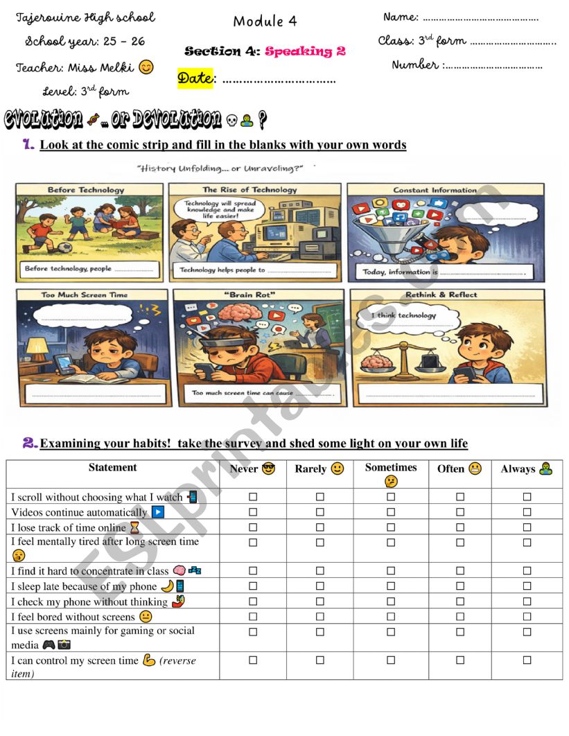3rd form module 4 section 4 : speaking