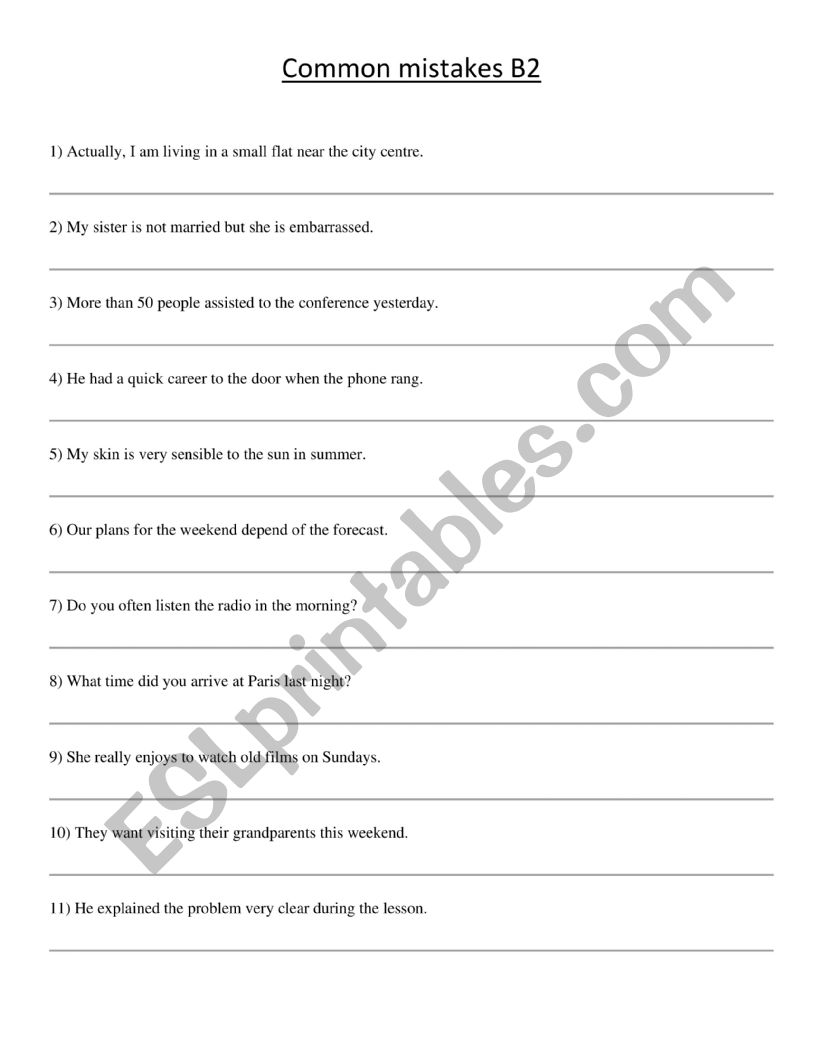 B2 - Common mistakes (Spanish speakers)