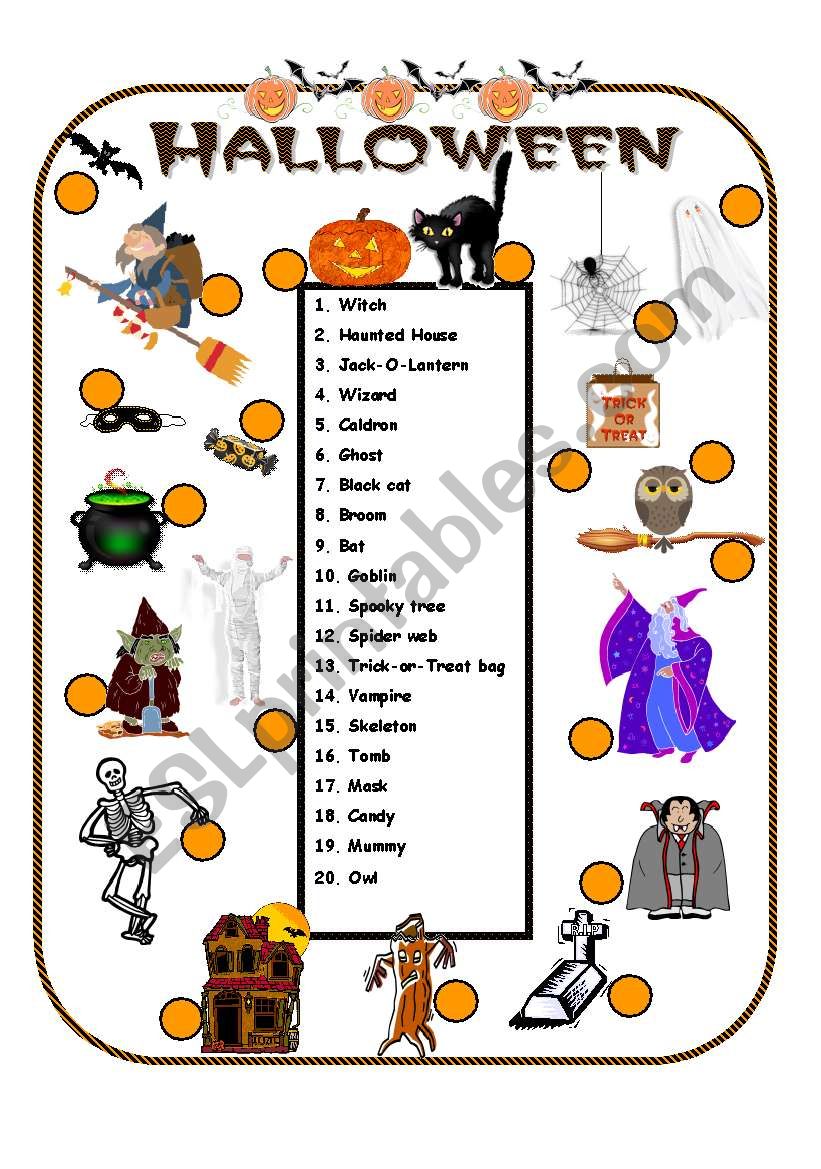 Halloween Vocabulary worksheet