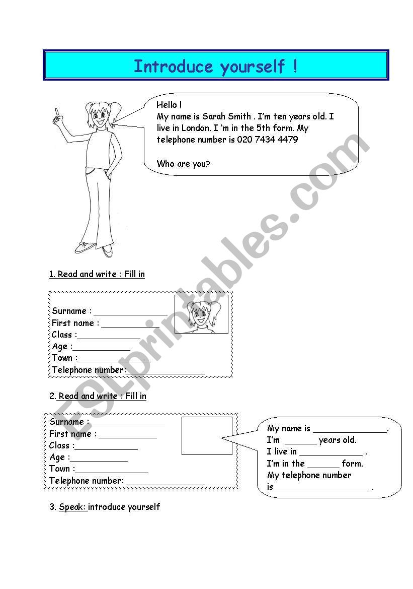 Introduce yourself worksheet