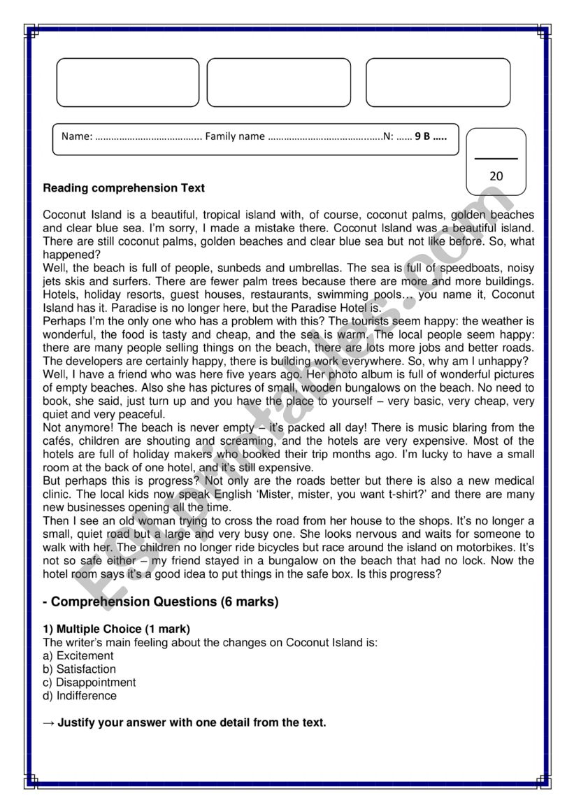 End term test 2 9th grade worksheet