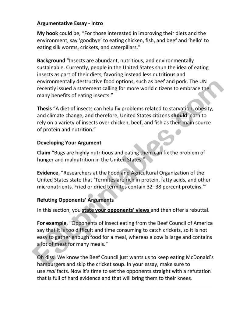 argumentative worksheet