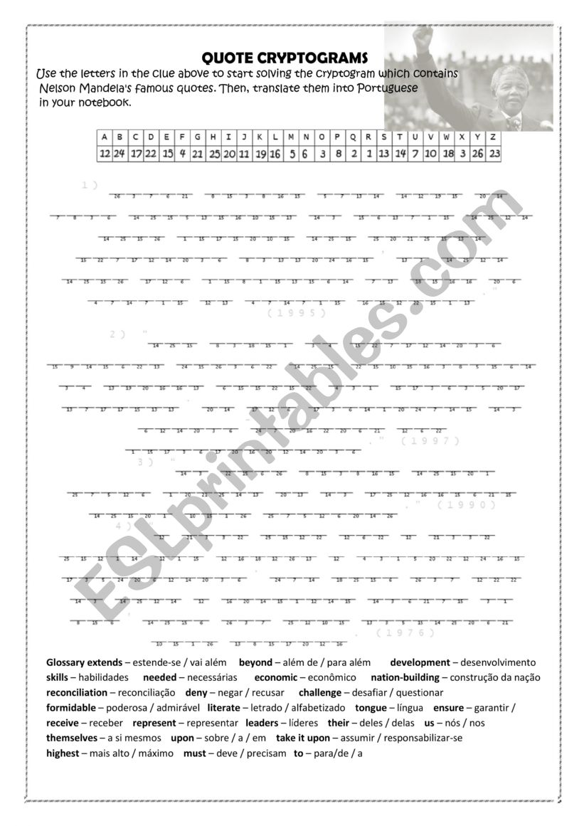 QUOTE  CRYPTOGRAMS worksheet