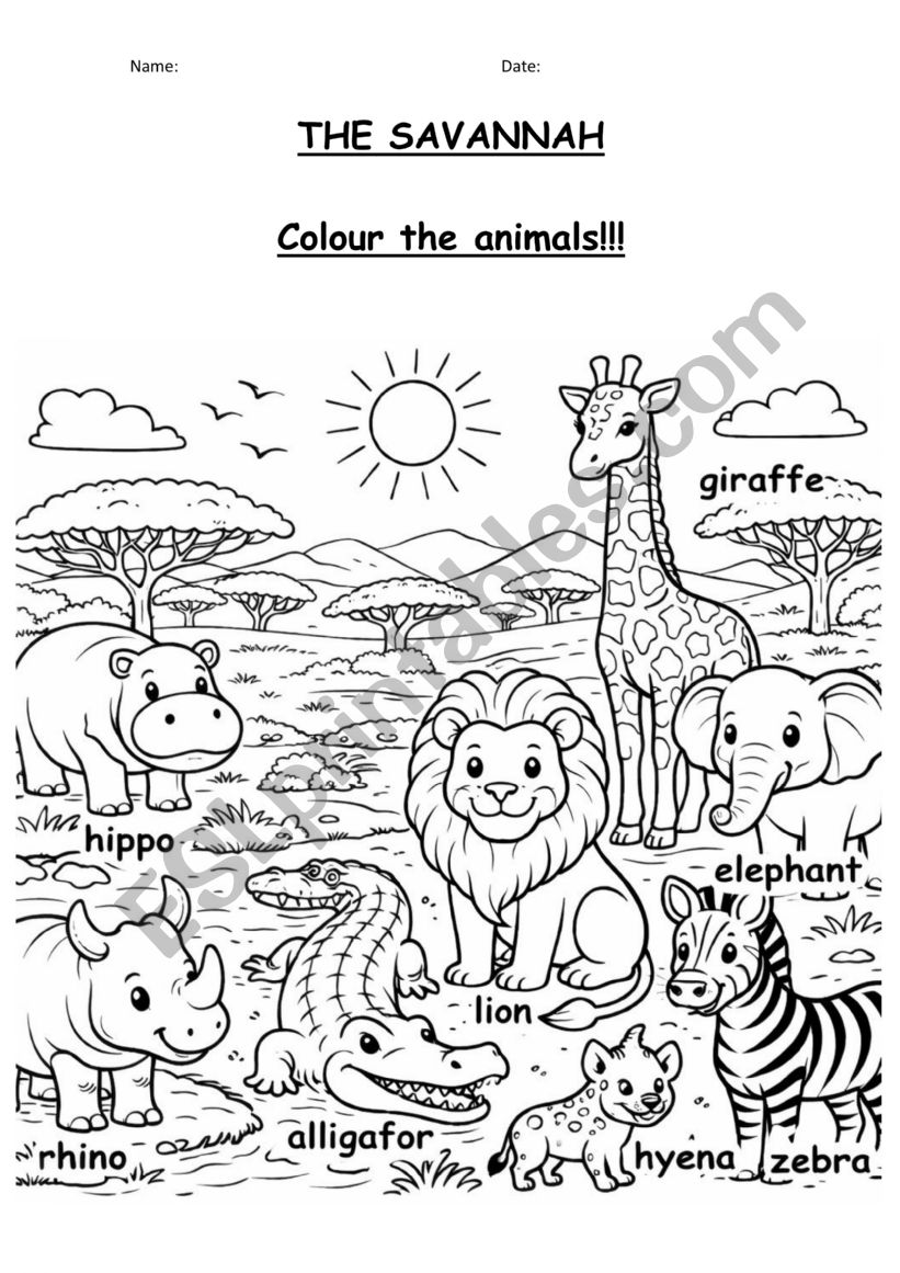 Savanna animals 1 worksheet