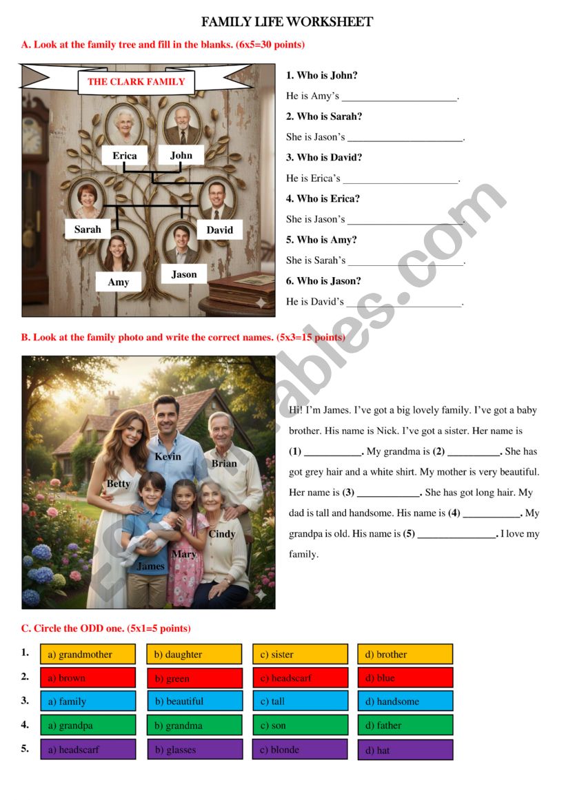 FAMILY LIFE worksheet