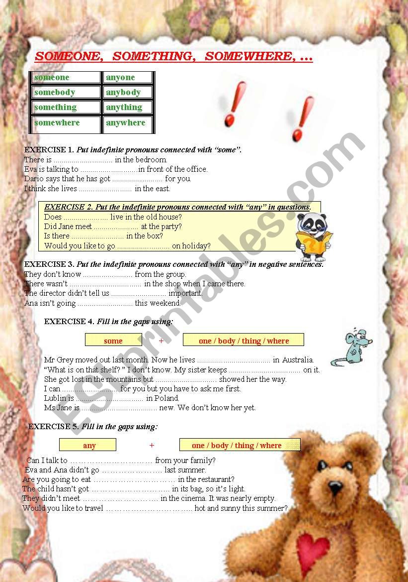 indefinite pronouns worksheet