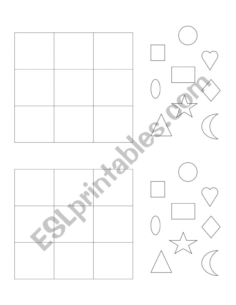 shapes bingo worksheet