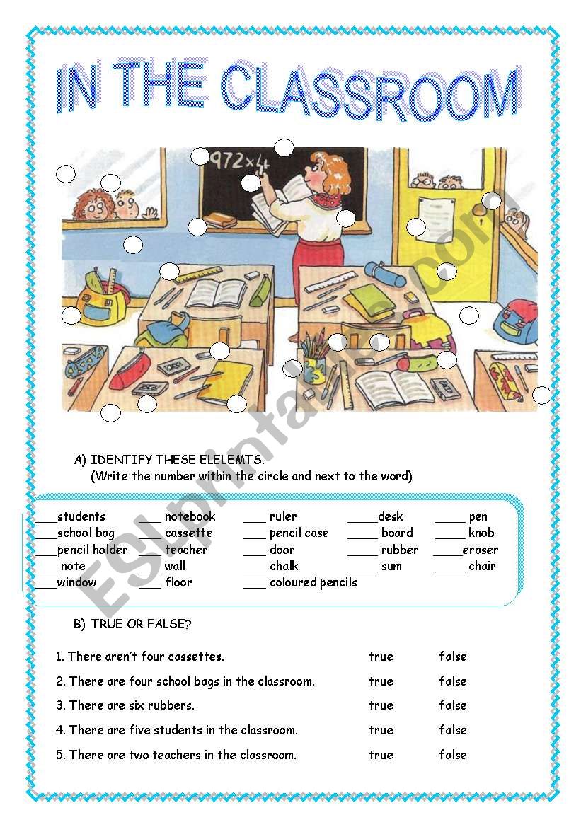 school objects worksheet