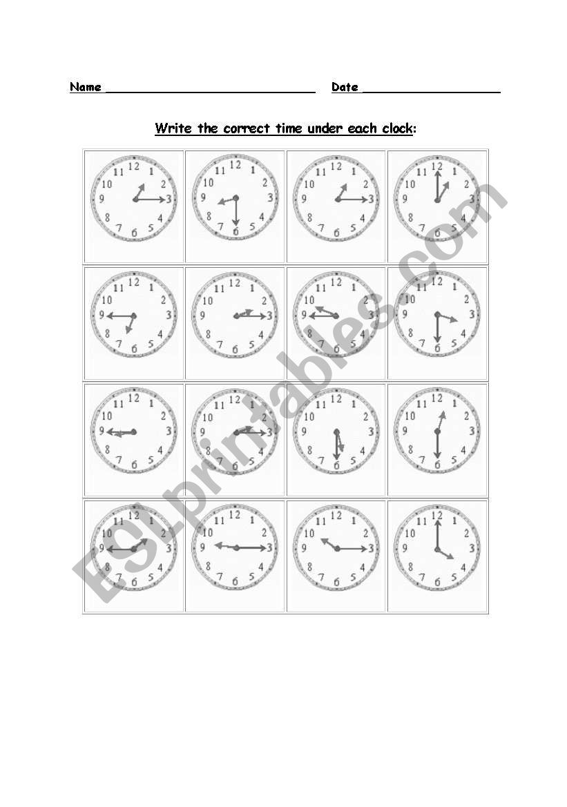 writing time in numbers worksheet