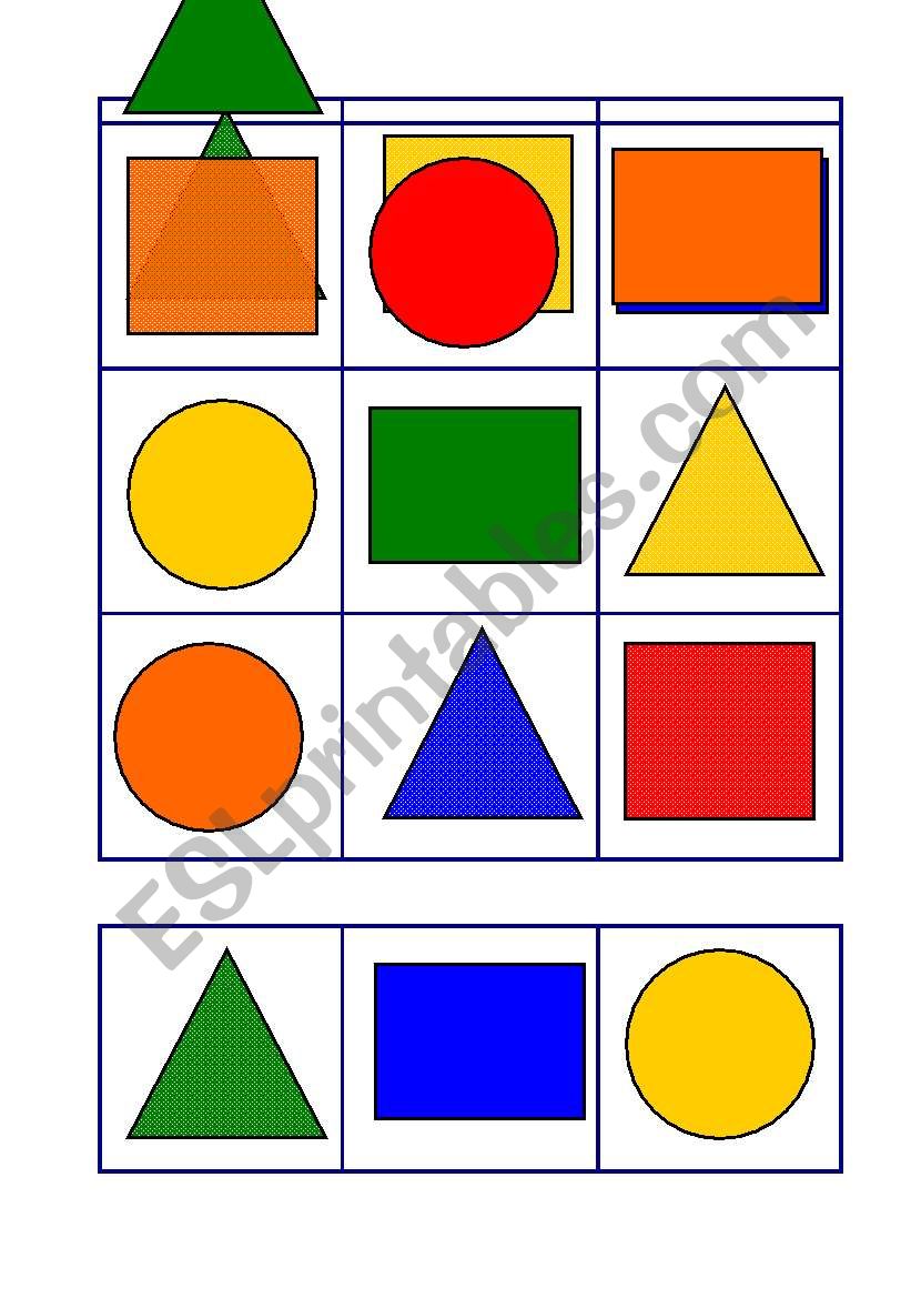 Shapes Bingo worksheet