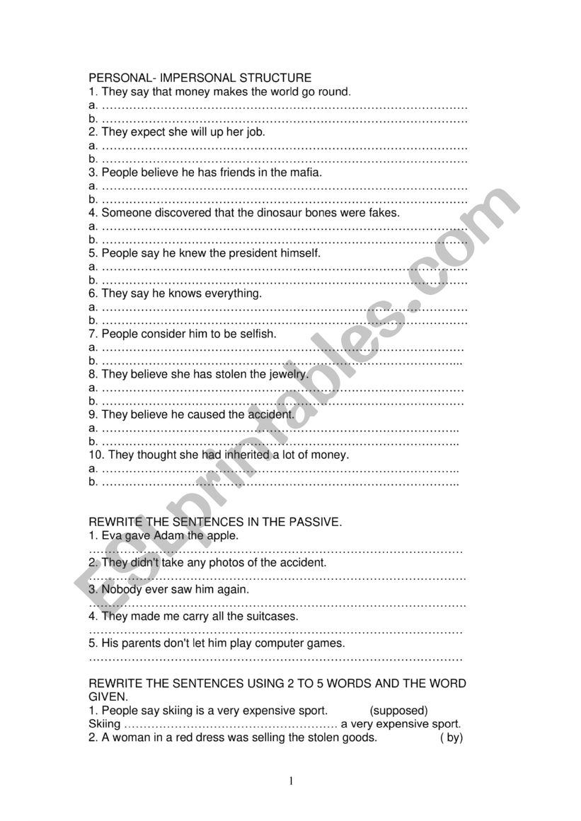 Passive Personal and Impersonal structure