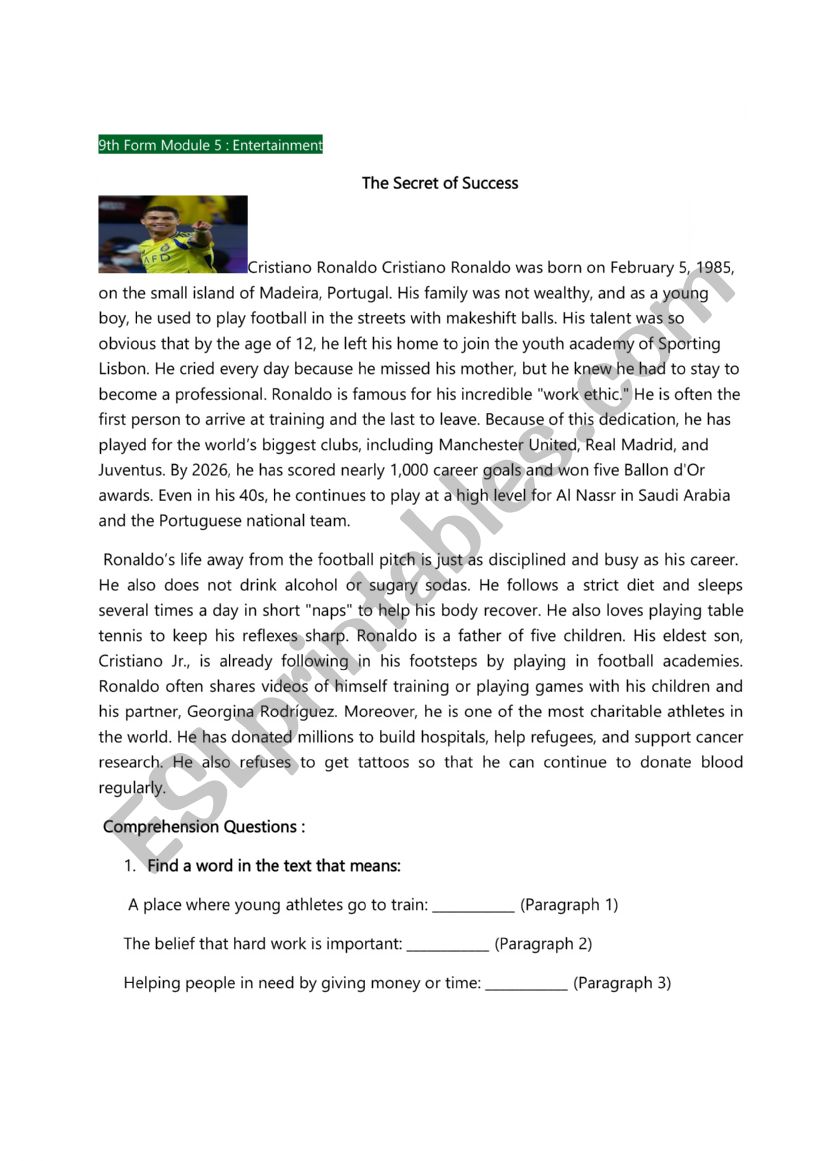 Cristiano Ronaldo  worksheet