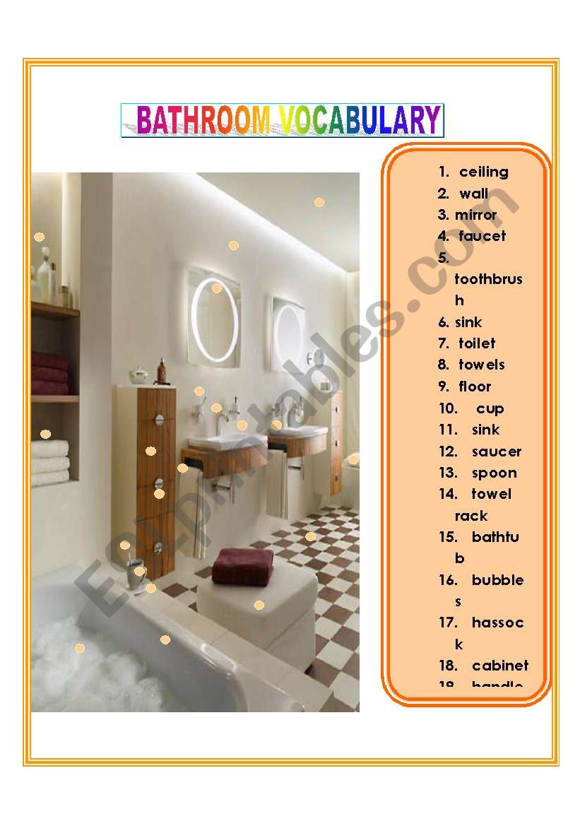 Bathroom Vocabulary worksheet