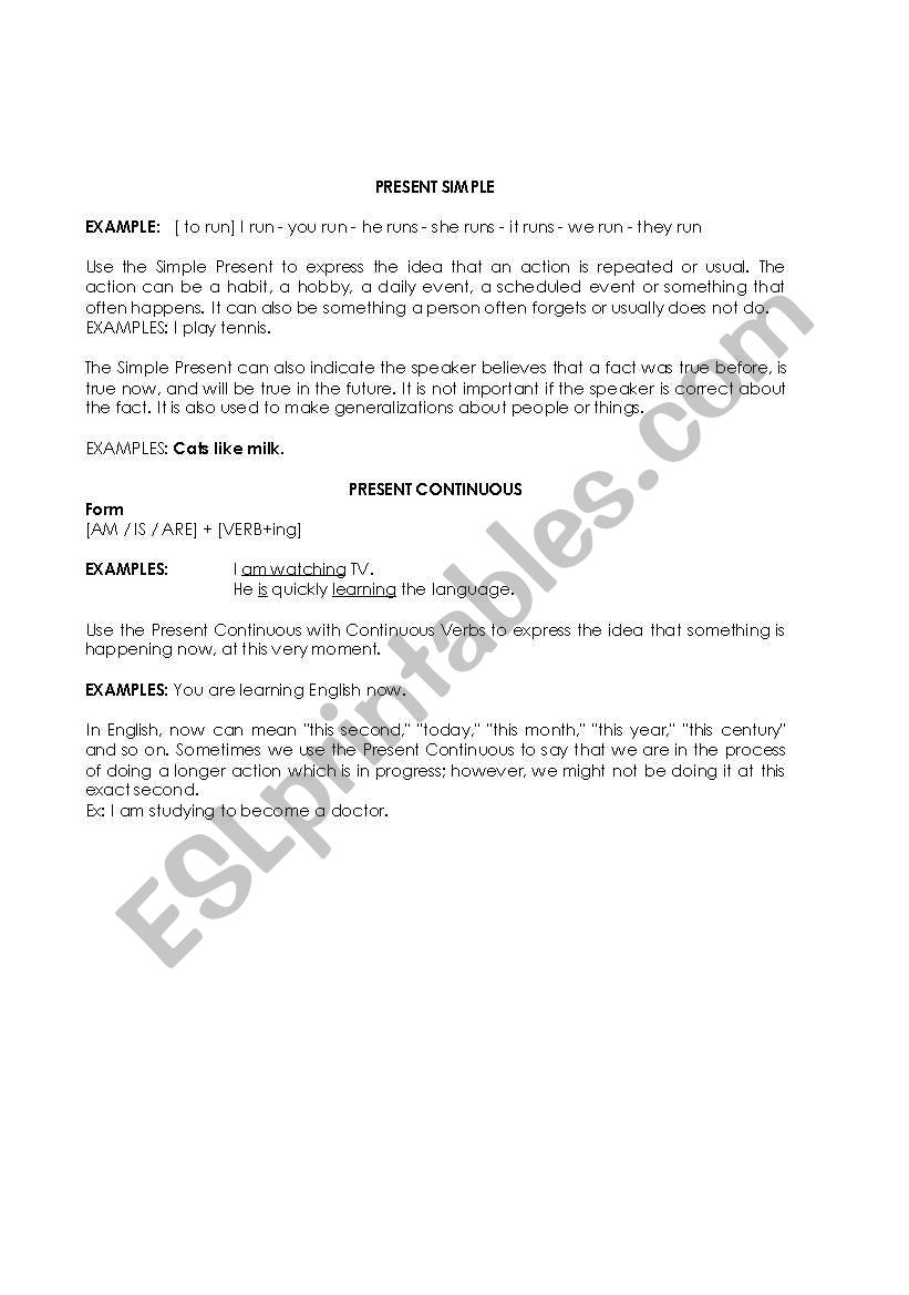 Simple present full worksheet