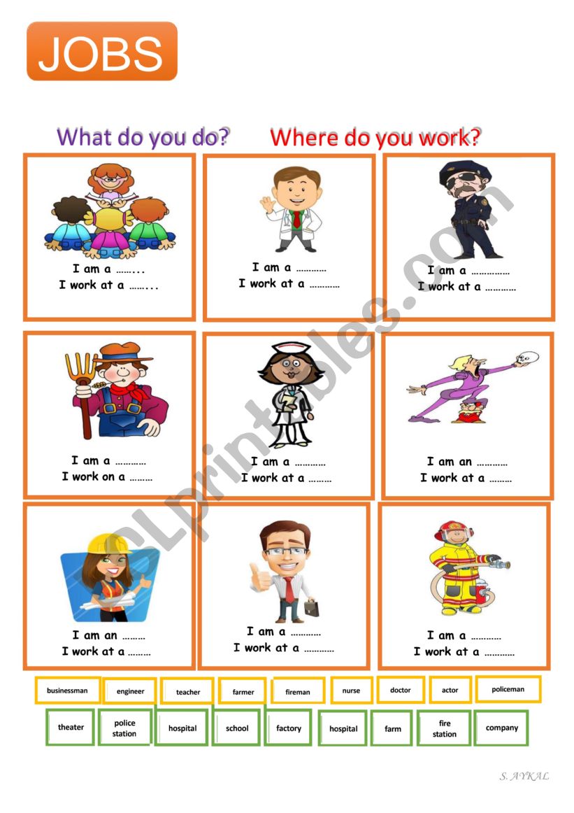 Jobs and Workplaces worksheet