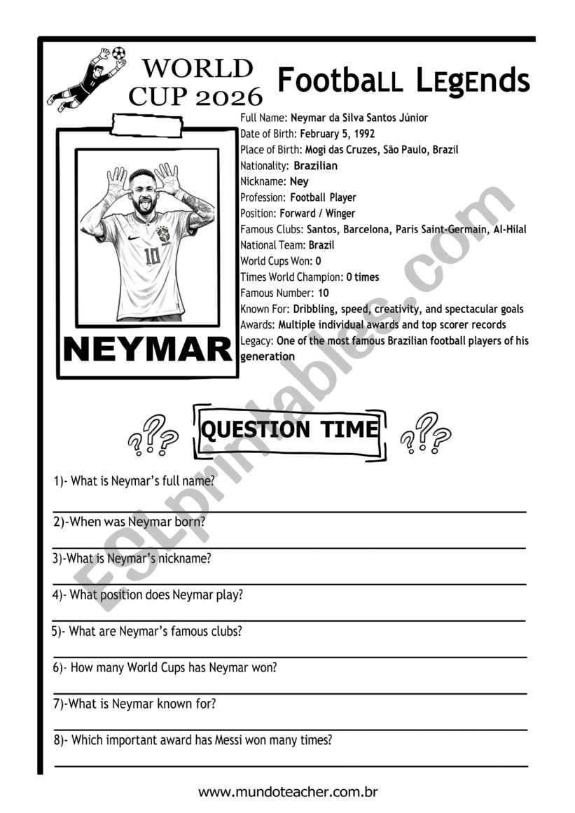 World Cup worksheet