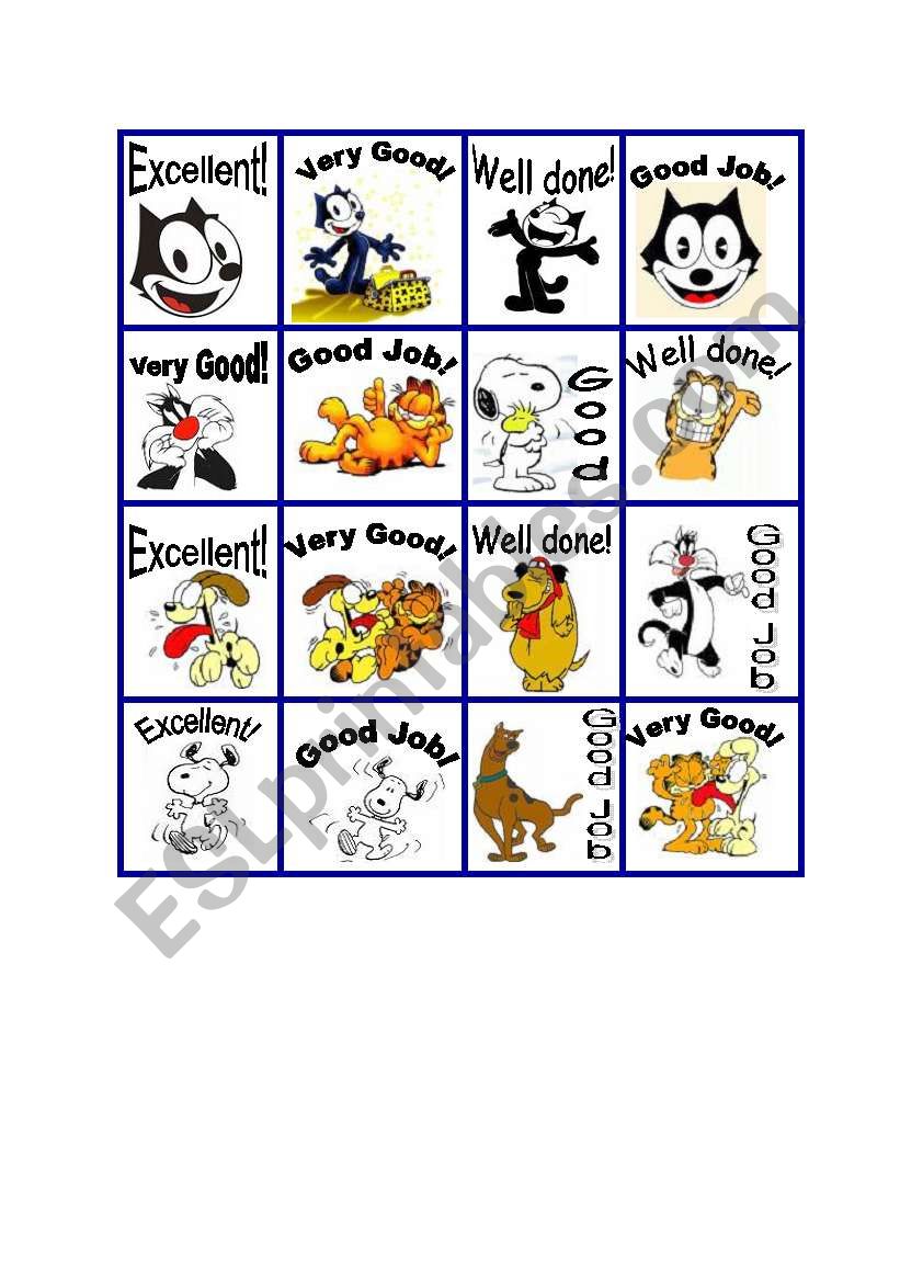 Rewards cats and dogs worksheet