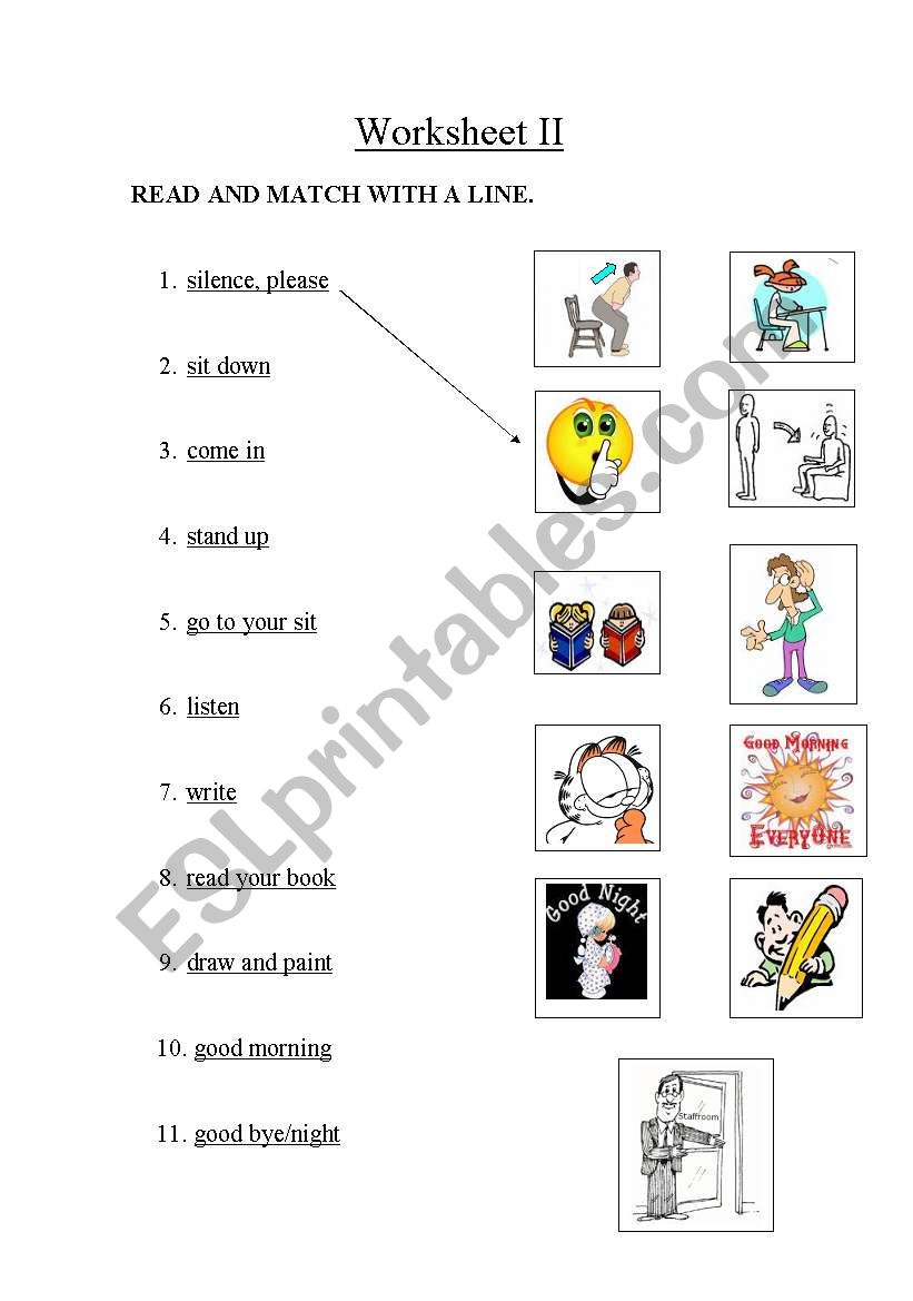 commands worksheet