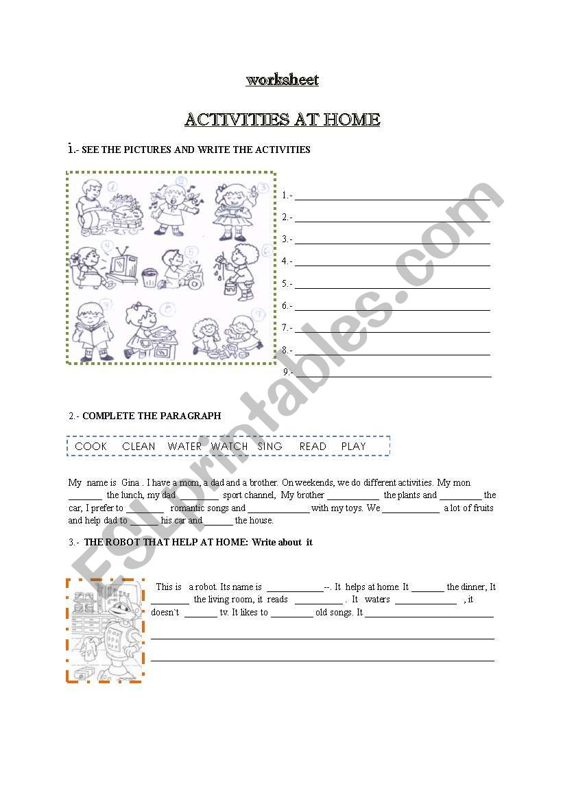 activities at home worksheet