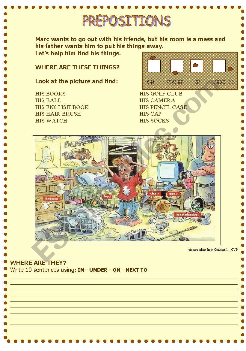 Prepositions worksheet