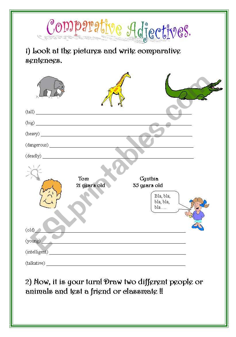 comparative adjectives worksheet