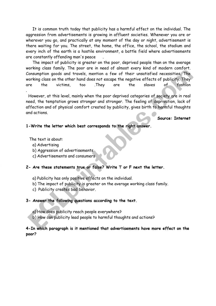 exam worksheet