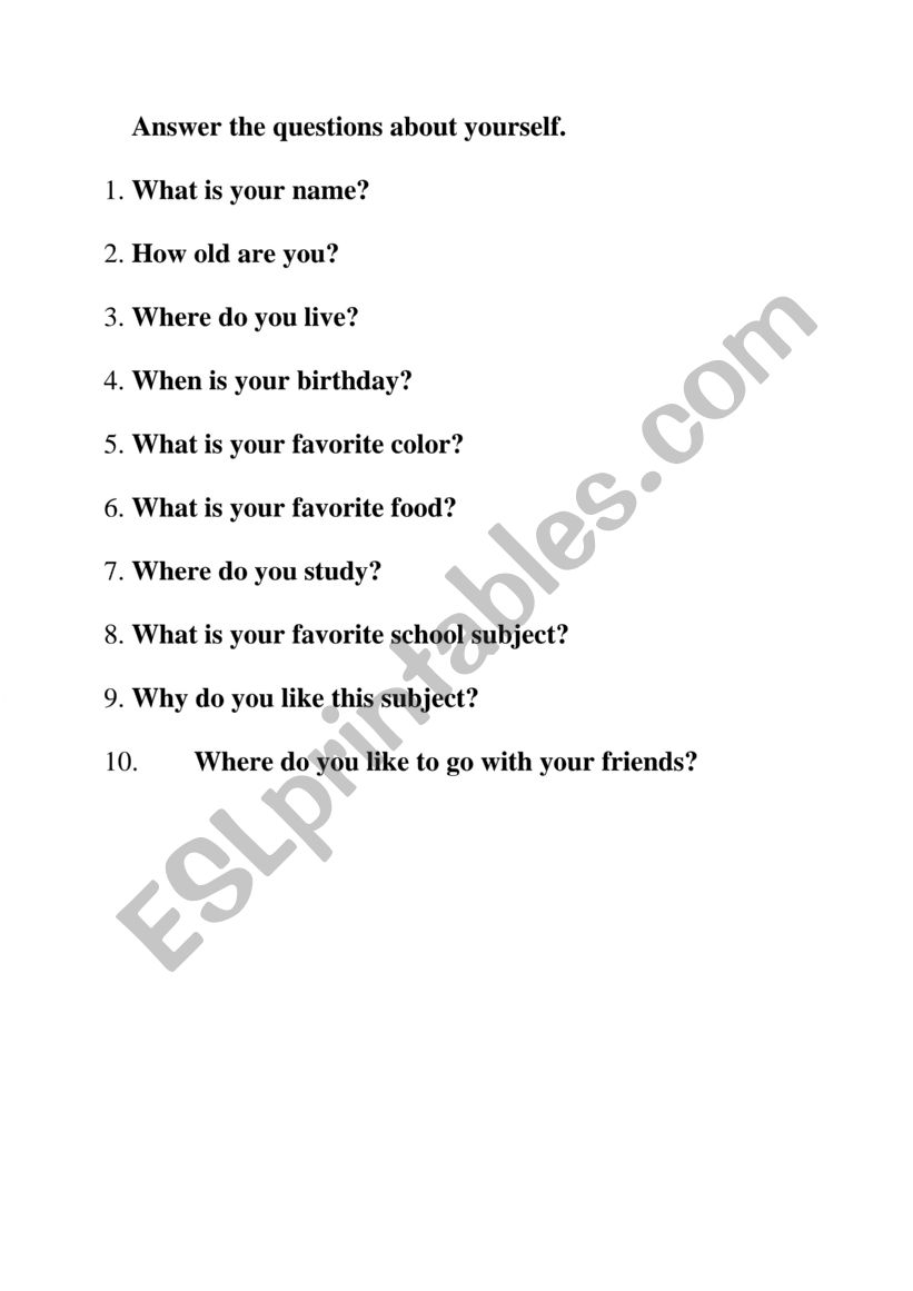QUESTION WORDS worksheet