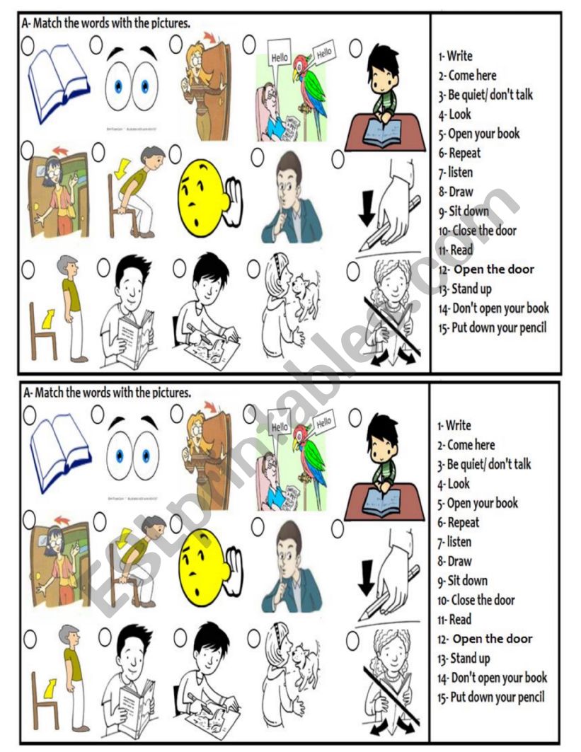 classroom language worksheet