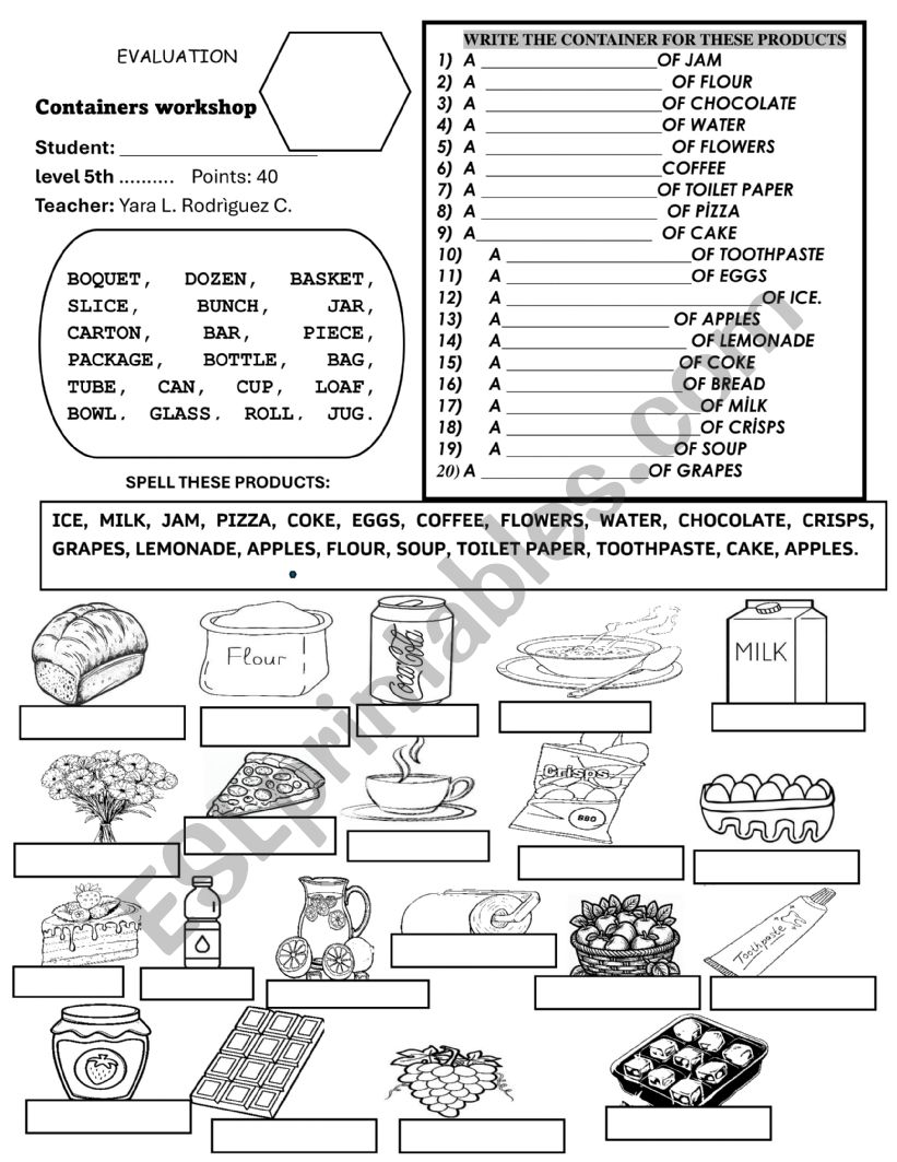 CONTAINERS TEST  worksheet