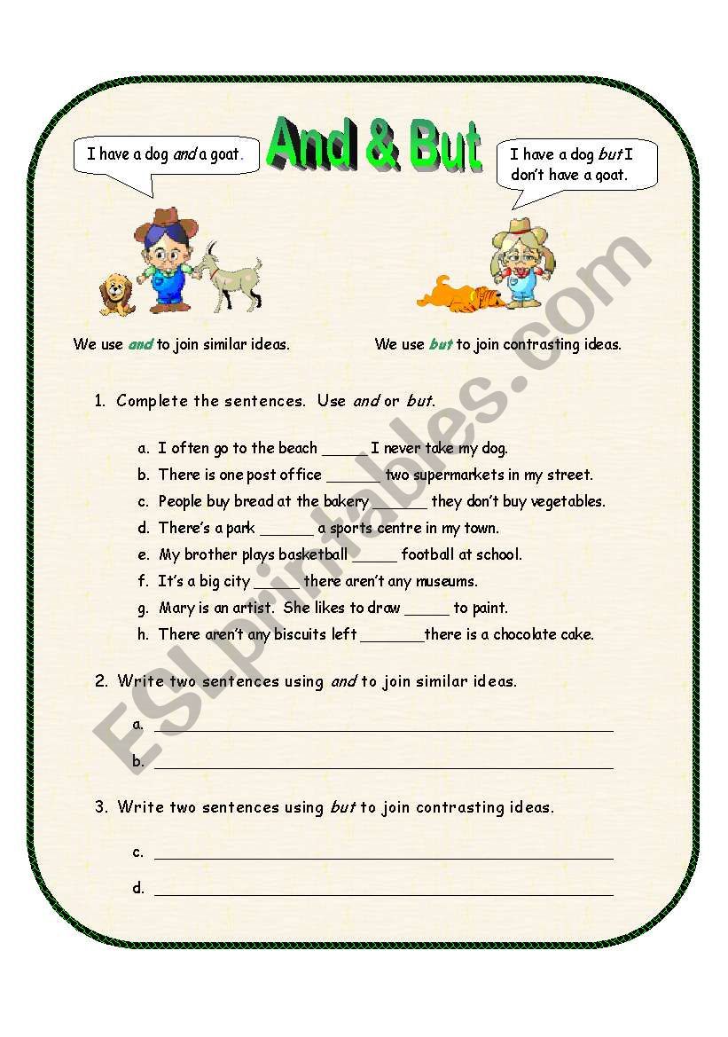 And But ESL Worksheet By Anna P